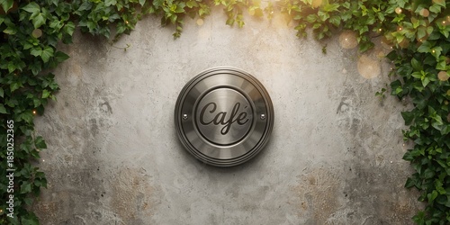 Rounded wall with green vin...