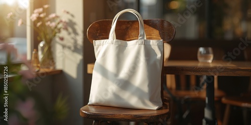 White cotton tote bag desig...