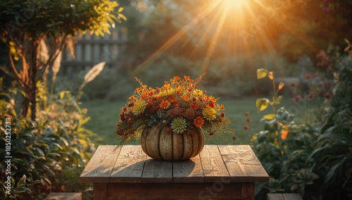 Autumnal pumpkin centerpiec...