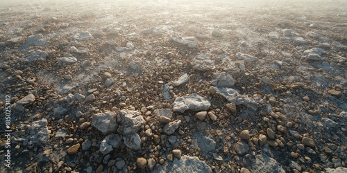 Gray dry ground with small ...