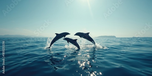 Dolphins executing high jum...
