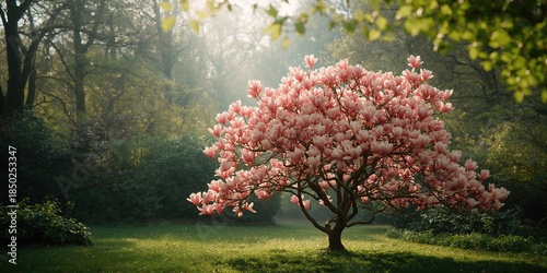 Pink blossom clusters on a ...