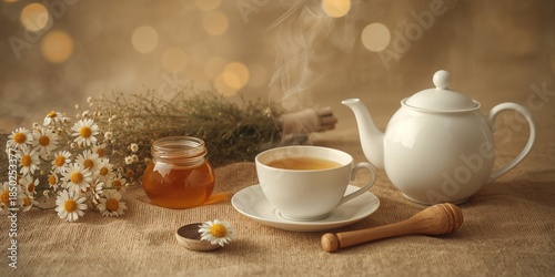 Herbal tea with honey and m...