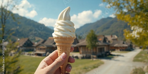 Ice cream cone in front of ...