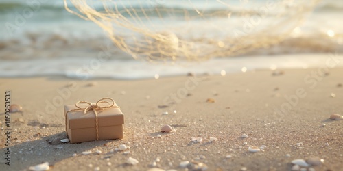 Sand background with a gift...
