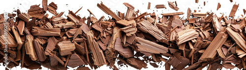 Wallpaper Mural Brown woodchips are spread out in a top-view layout. The realistic texture shows various shapes and sizes. This cutout can be used in landscaping designs or garden projects Torontodigital.ca