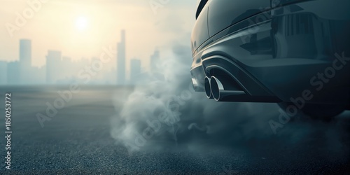 Car exhaust pipe releasing ...
