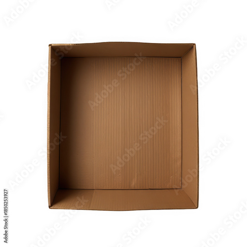 Empty brown cardboard box on transparent background