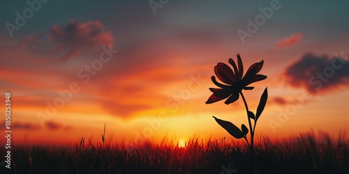 Flower silhouette with suns...