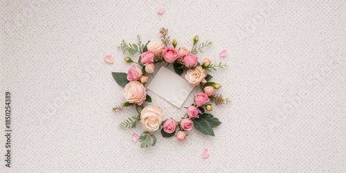 Pink roses and buds with wh...