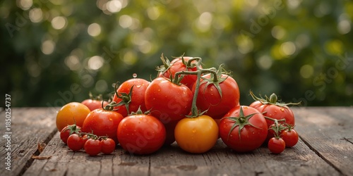 Vivid red and yellow tomato...
