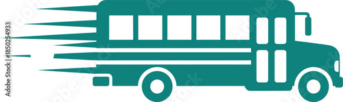 Stylized Teal Bus Silhouette With Speed Lines Indicating Motion transportation movement