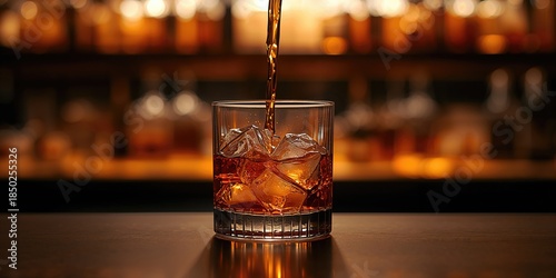 A glass of whiskey with ice...