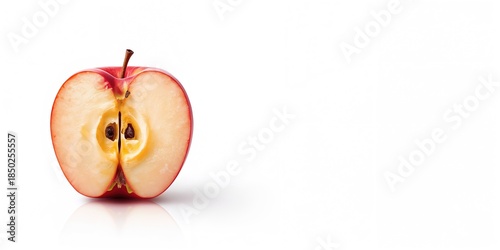 Red apple placed on plain w...