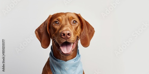 Wallpaper Mural Studio shot of a Magyar Vizsla with blue kerchief and hanging tongue, highlighting breed characteristics and youthful energy Torontodigital.ca