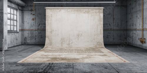 Weathered white wall and st...