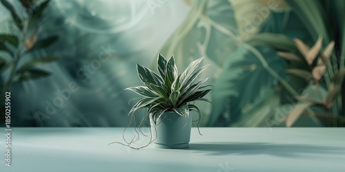 Variegated wax plant featur...