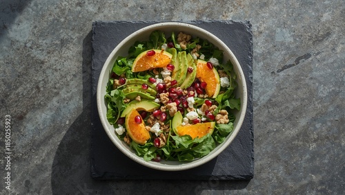 Fruit avocado salad with po...