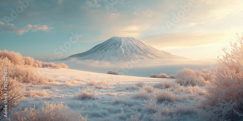 Mountain scene at dawn in w...