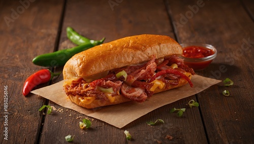 Sandwich featuring bread, s...