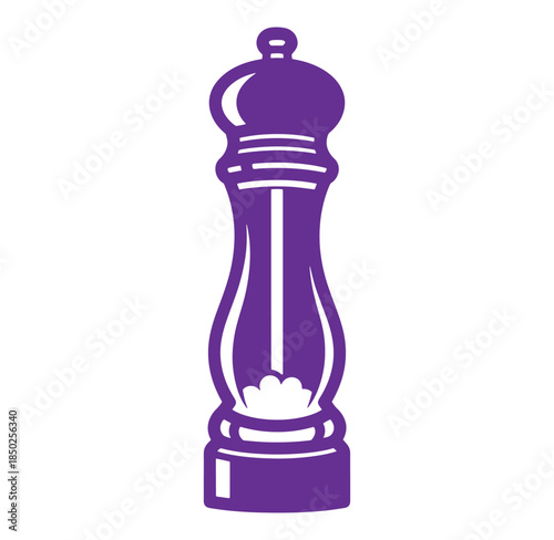 Purple vector illustration of a classic salt mill grinder isolated on a white background
