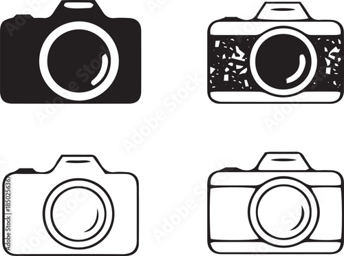 Print Camera icon set. Photo camera icon in different style. Vector illustration. eps
