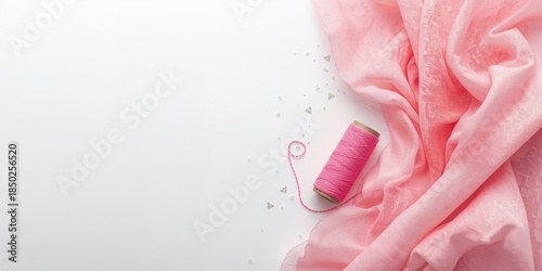 Pink threads and fabric on ...