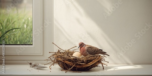 Red collared dove nesting o...
