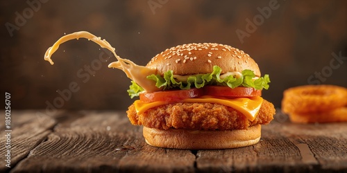 Fried chicken sandwich with...