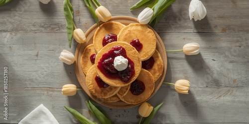 Pancakes featuring cottage ...