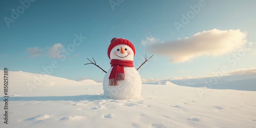 Snowman dressed in a fashio...