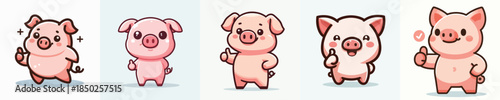 cute pig vector giving thumbs up