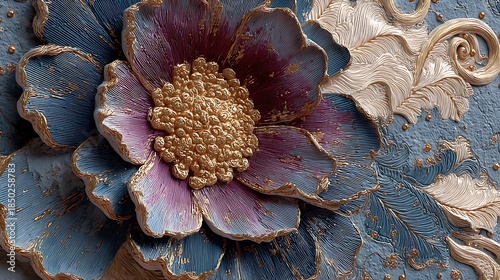 Detailed embossed flower design with vibrant colors high resolution picture