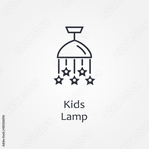 A charming and simple kids' lamp vector in a clean black and white outline style. Perfect for nursery room decor, children's bedroom graphics, and baby shower invitations