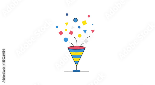 Colorful Confetti Popping from a Party Popper Illustration.