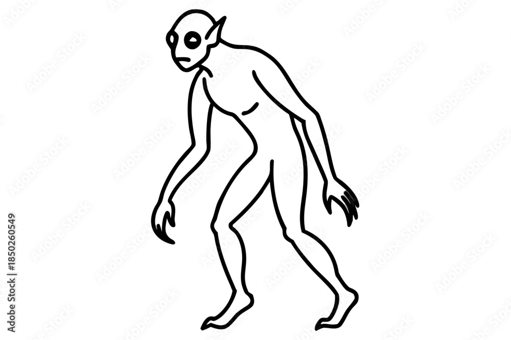 Fototapeta premium Skin Walker line art white background 