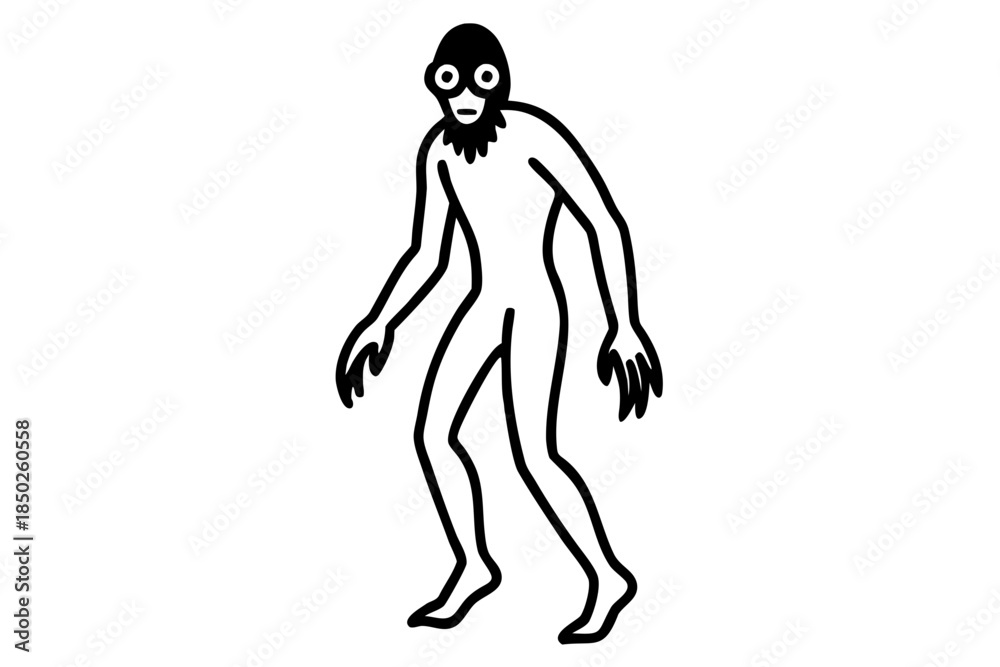 Fototapeta premium Skin Walker line art white background 