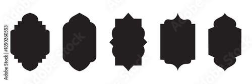Islamic window shape flat vector, Arab frame set, oriental style Islamic frame vector isolated on white background.