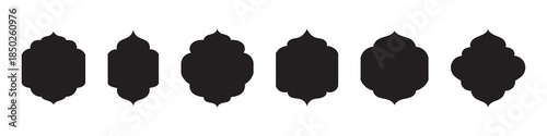 Ramadan frame shape. Collection of oriental style. Islamic vector shapes of a window or door arch. Ramadan Kareem silhouette icon. Islamic arabesque pattern. Arab frame. Vector illustration 