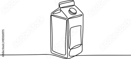 Continuous line drawing of a milk carton, single line vector illustration of a dairy product