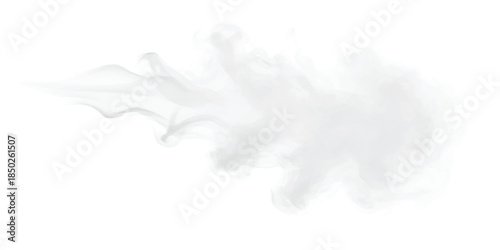 A puff of white smoke or vapor isolated against a clean white background