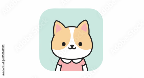 Cartoon cat character wearing a pink shirt on light blue background  