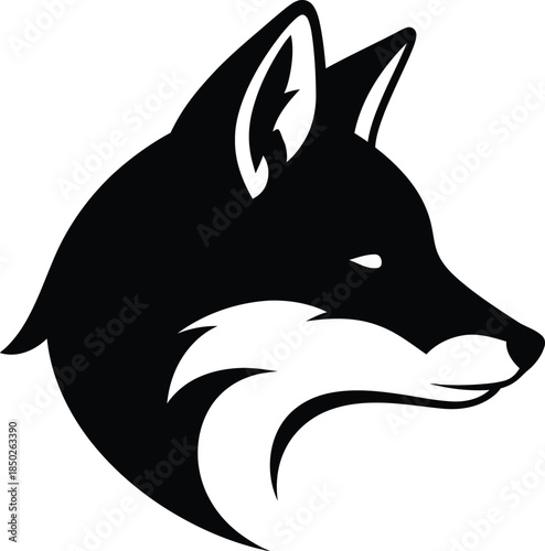 Silhouette vector icon illustration of a fox head 