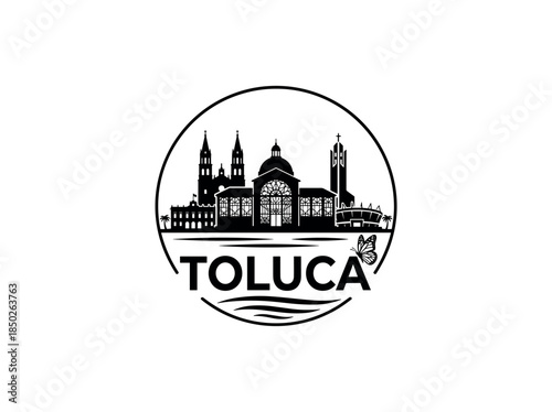 Toluca city of Mexico skyline emblem with landmarks