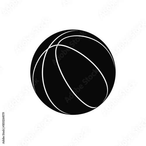 Black and white image of basketball, a simple graphic representation of popular round ball game