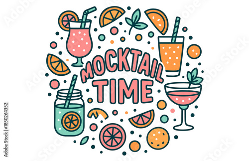 Colorful mocktail time with citrus and berries