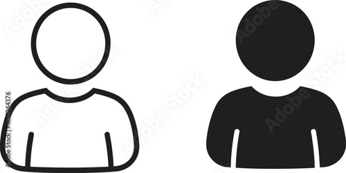 Outline And Solid Silhouette Icons Of A Person On White Background human