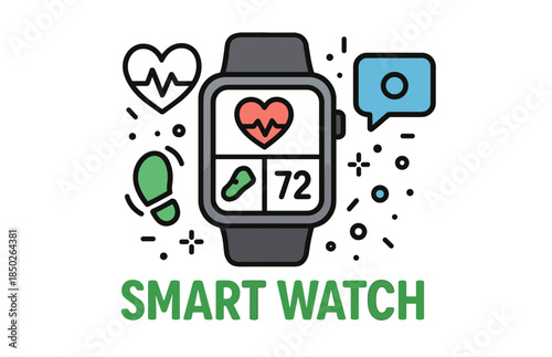 Smart watch with heart rate and step tracking display