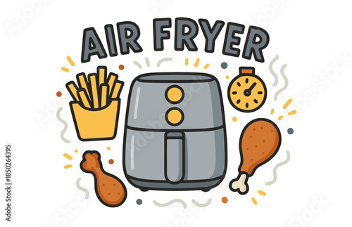 Air fryer with fries chicken and timer for cooking enthusiasts