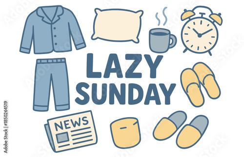 Cozy lazy sunday vibes: pajamas, coffee, slippers, and relaxation essentials